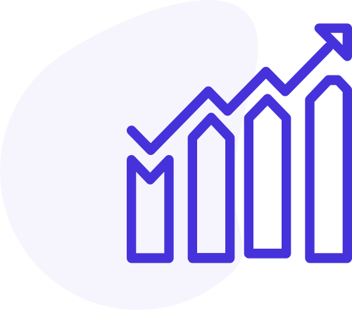 purple positive charting graph icon